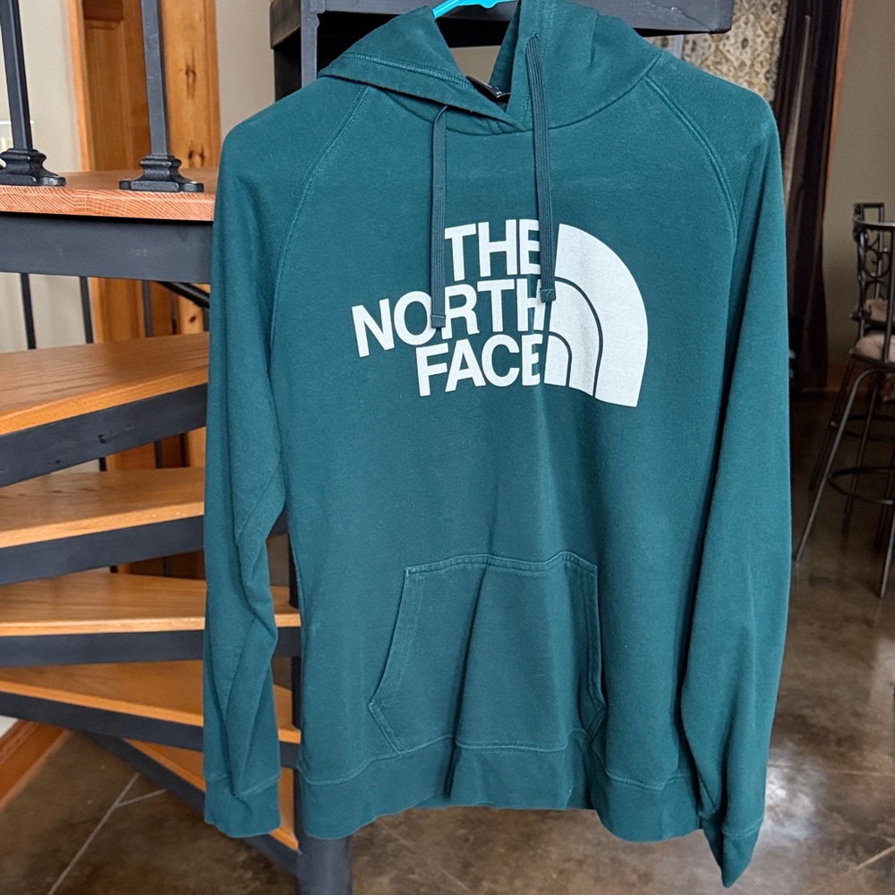 The North Face Teal Hoodie with White Logo